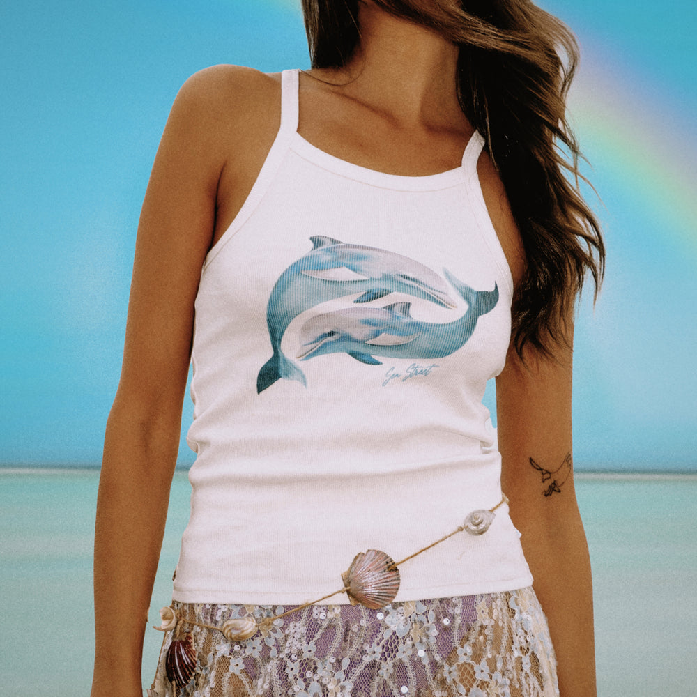 Sea Street - Dolphin Yin Yang Singlet in Salt