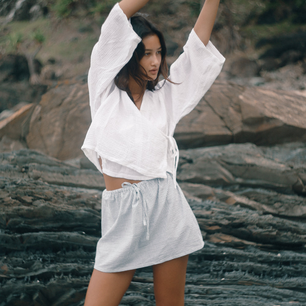 Bare Road - Fleur Skirt in Spirulina Stripe