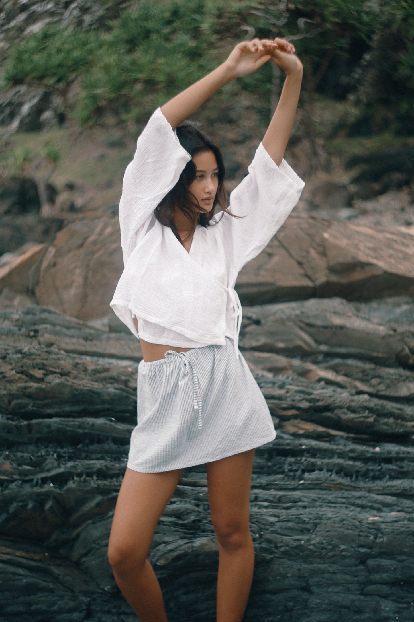 Bare Road - Fleur Skirt in Spirulina Stripe