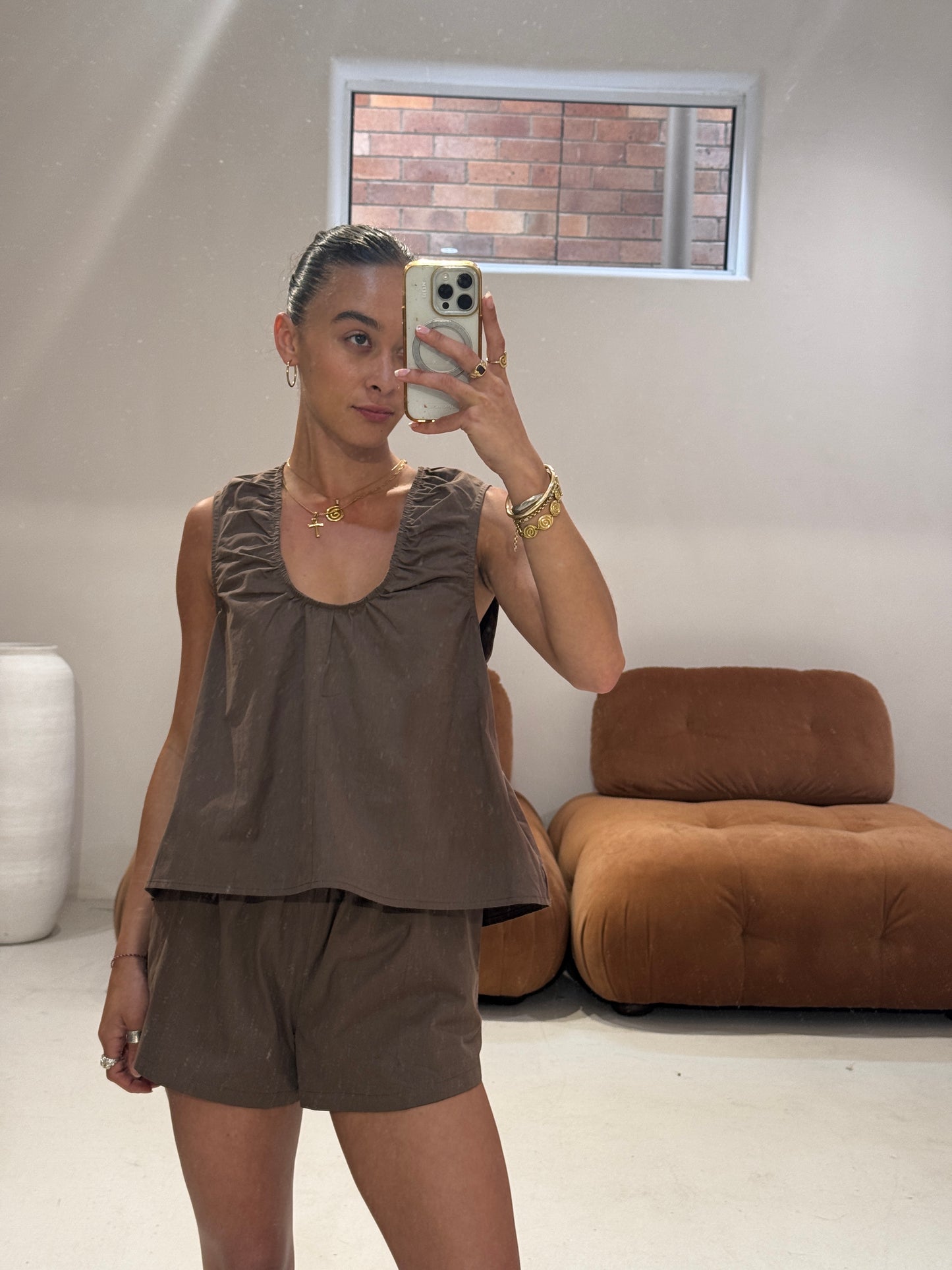 Emte - Poplin Top in Chocolate