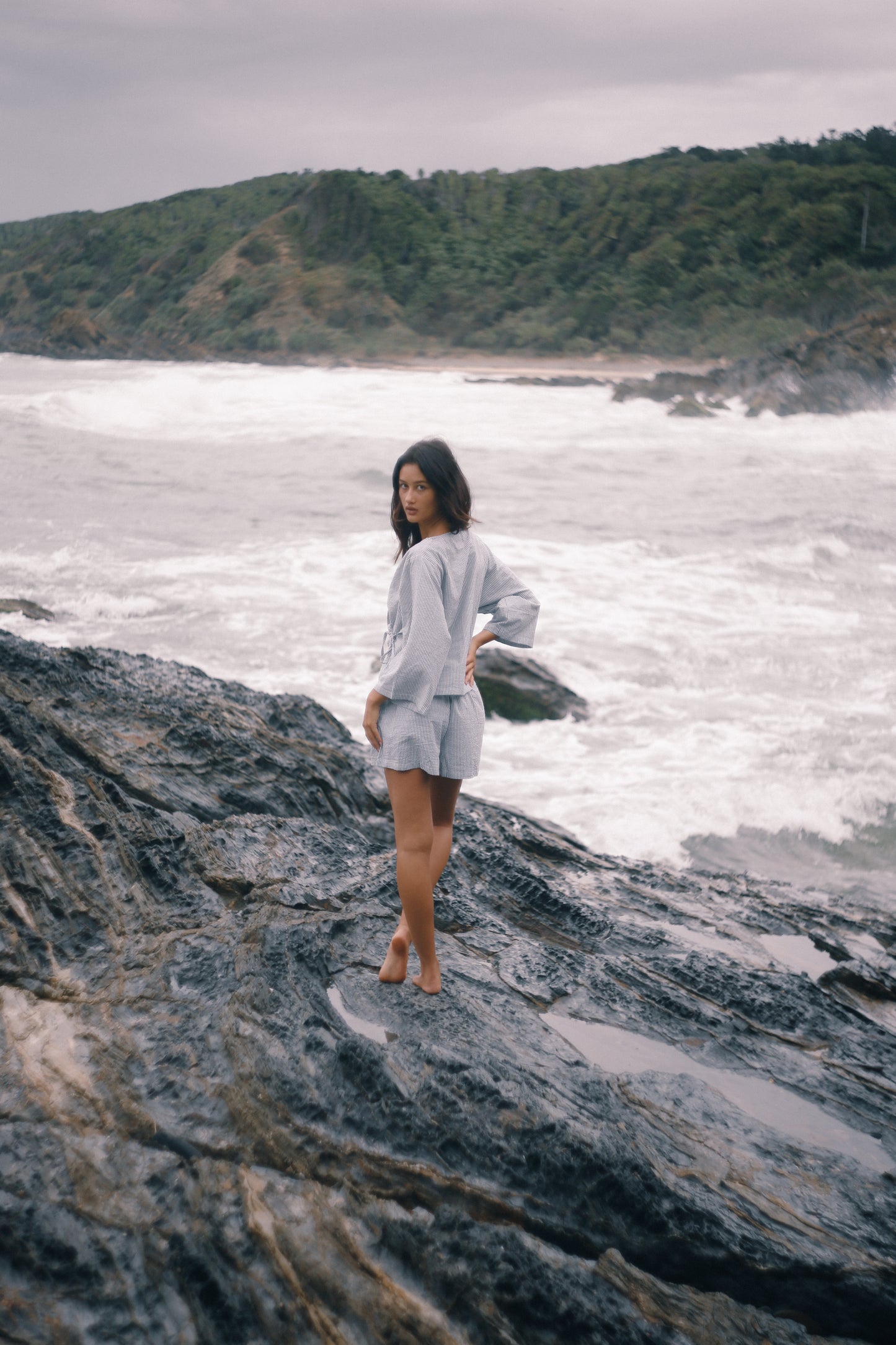 Bare Road - Ava Short in Spirulina Stripe