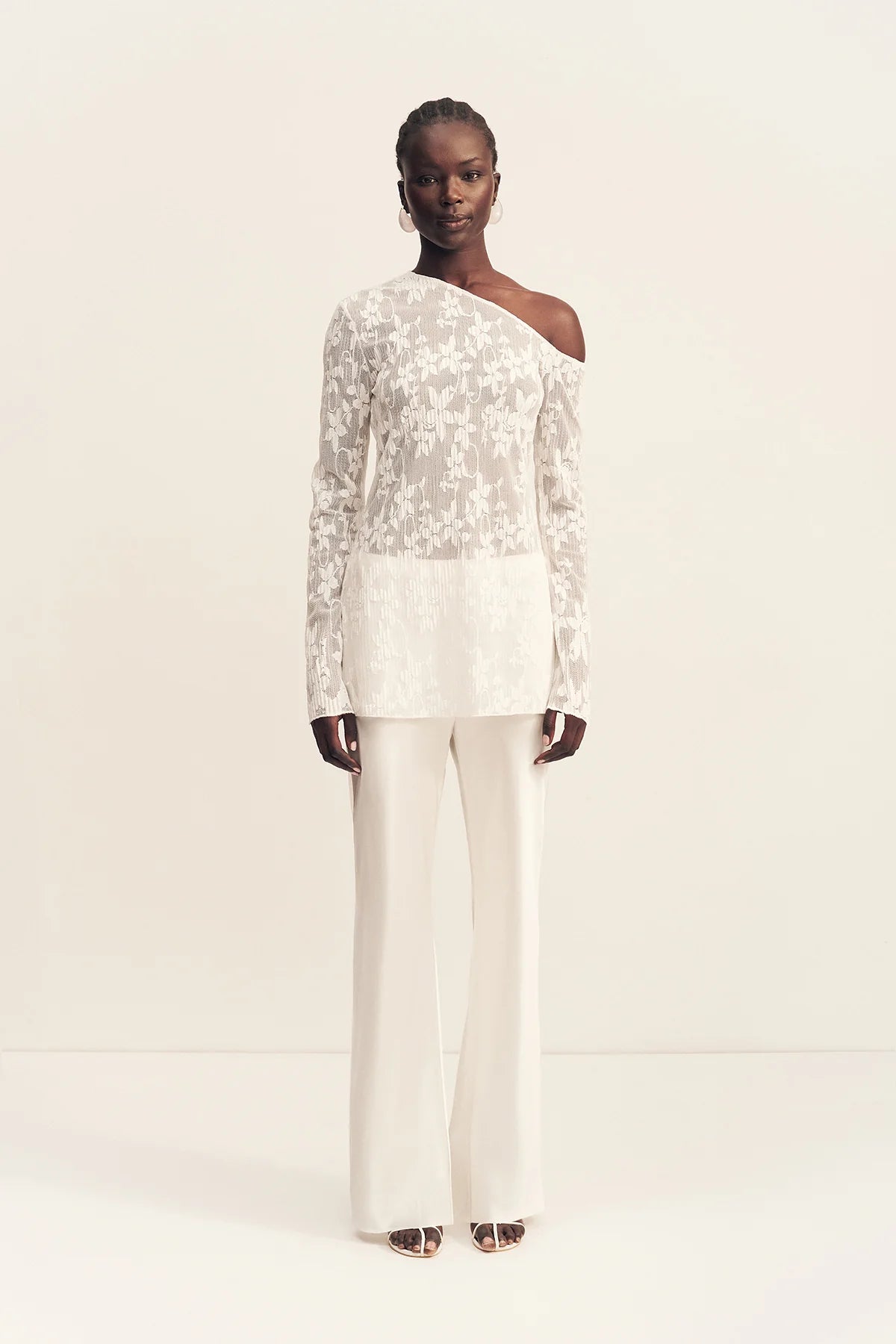 Shona Joy - Binx Asymmetrical Long Sleeve Top in Ivory