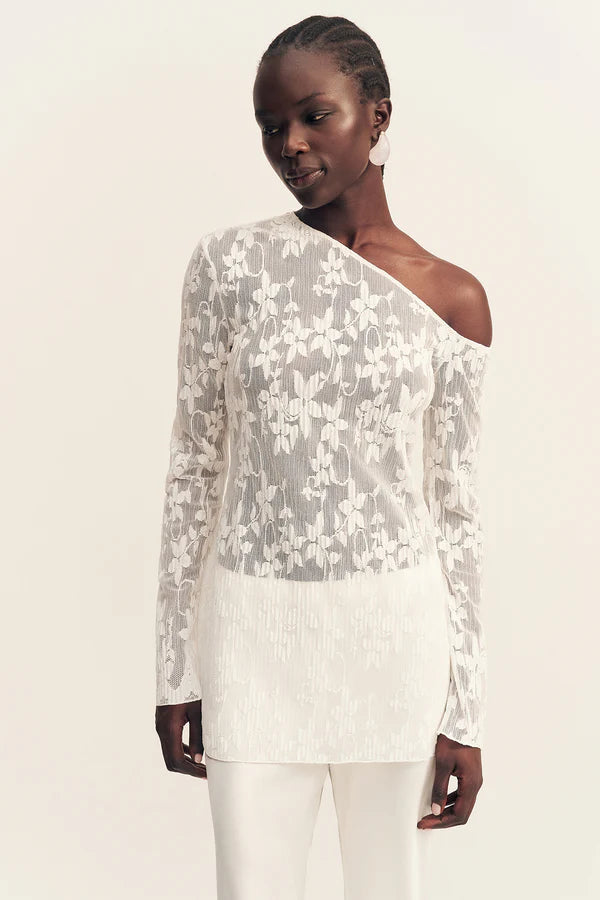 Shona Joy - Binx Asymmetrical Long Sleeve Top in Ivory