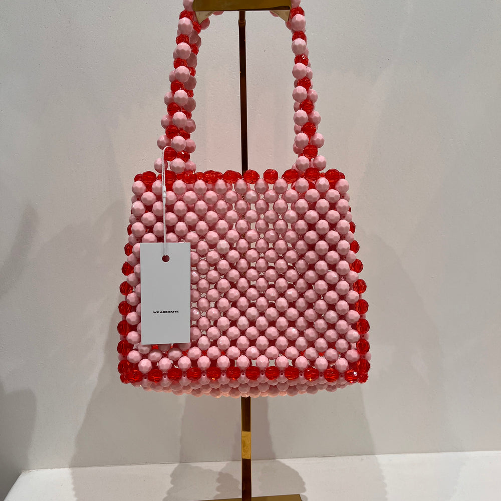 We Are Emte - Lola Beaded Bag (large) in Strawberry