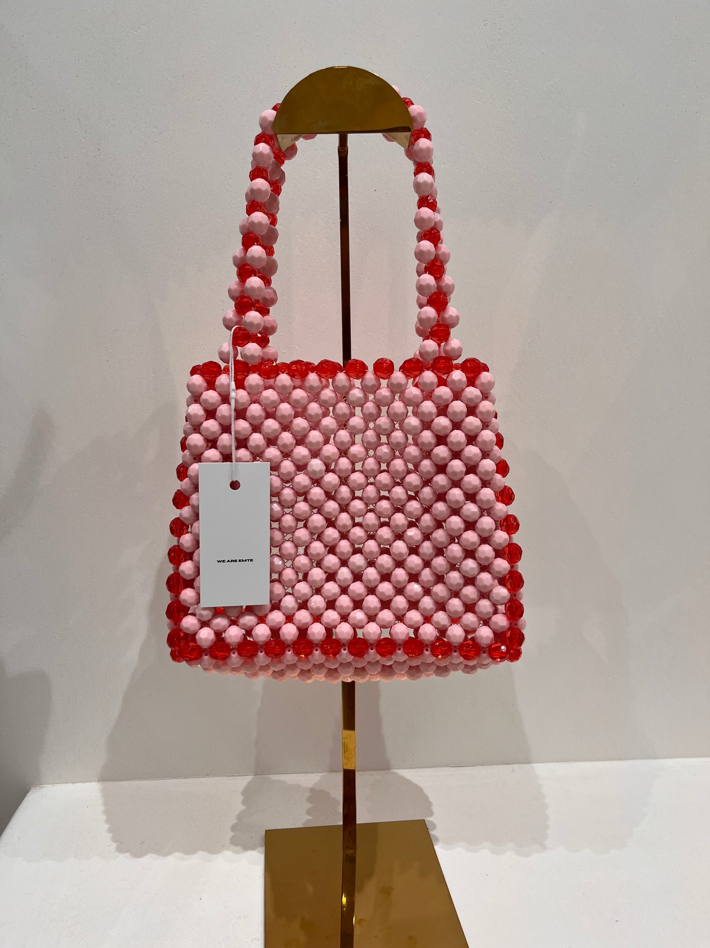 We Are Emte - Lola Beaded Bag (large) in Strawberry