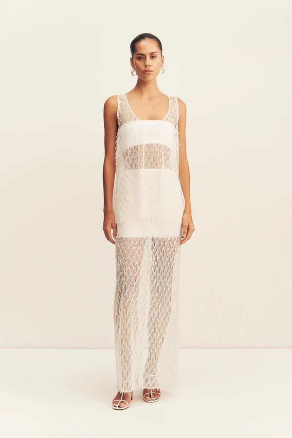 Shona Joy - Talitha Fringe Maxi Skirt in Ivory