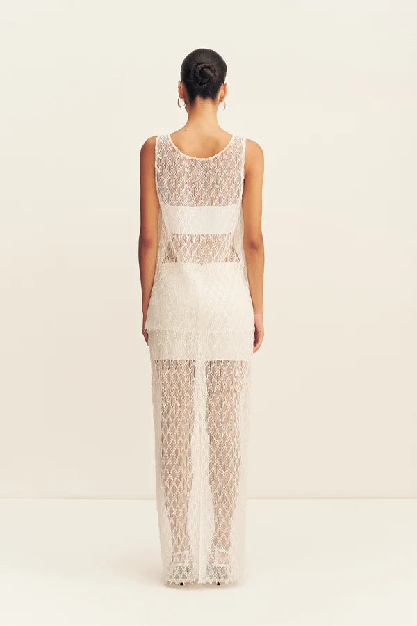 Shona Joy - Talitha Fringe Maxi Skirt in Ivory