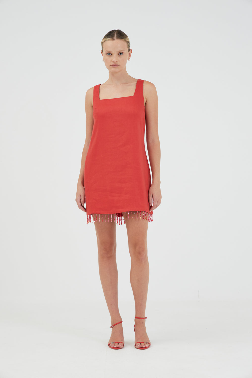Third Form - Flame Linen Mini Dress in Grenadine
