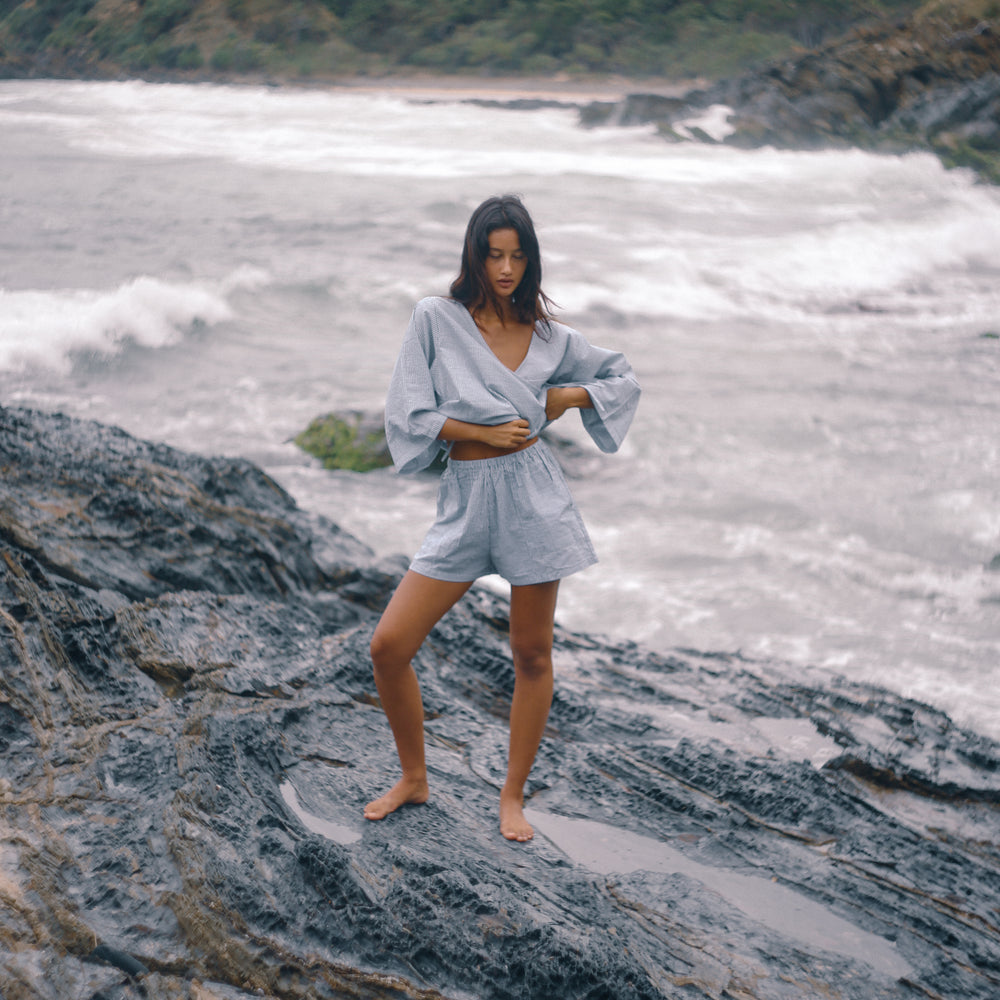 Bare Road - Ava Short in Spirulina Stripe