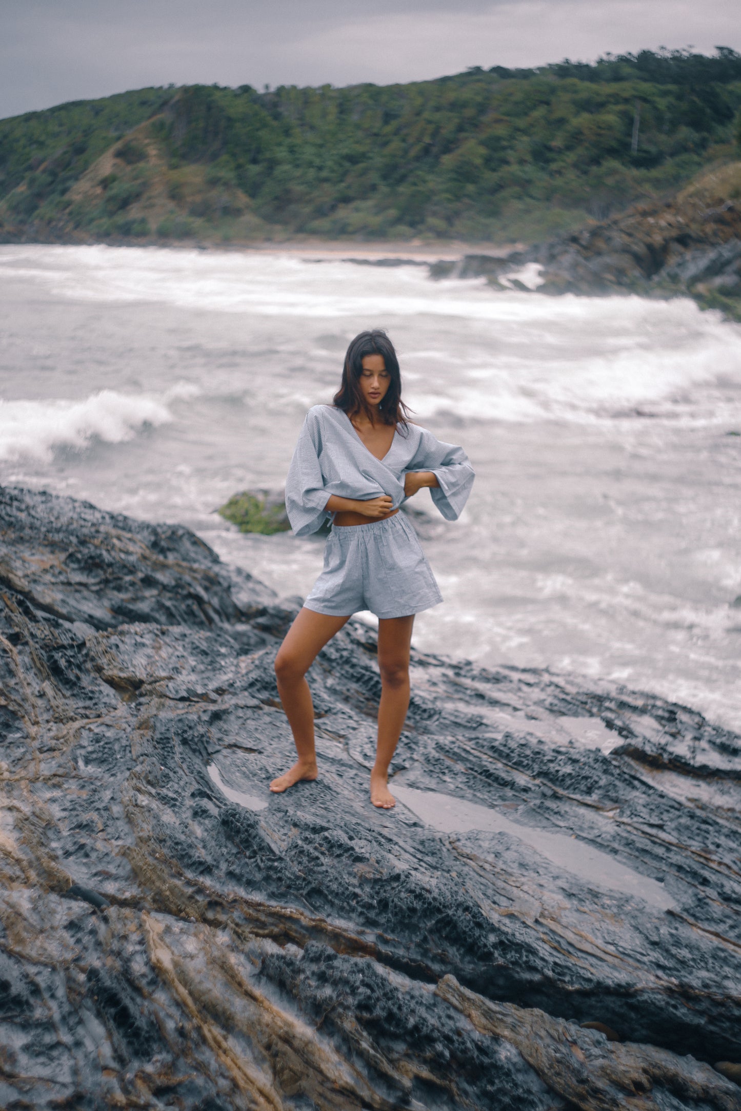 Bare Road - Ava Short in Spirulina Stripe