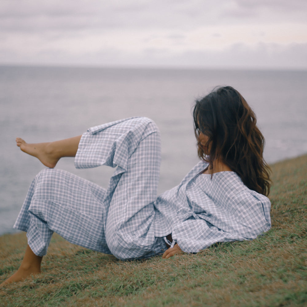 Bare Road - Chloe Tie Pant in Cloud Plaid