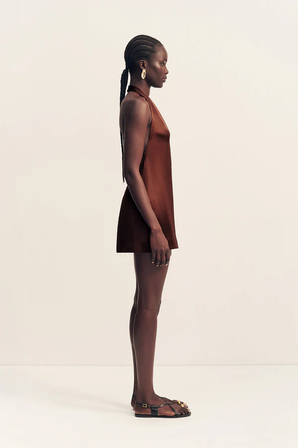 Shona Joy - Savanna High Neck Mini Dress in Coffee