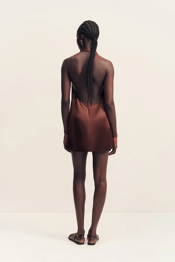 Shona Joy - Savanna High Neck Mini Dress in Coffee