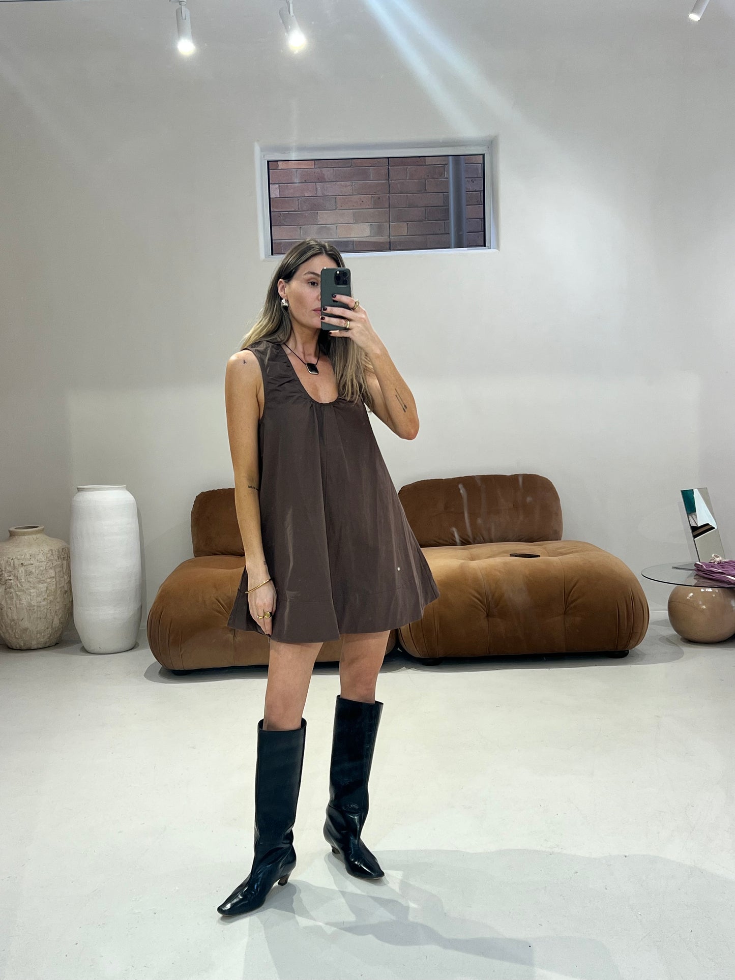 Emte - Poplin Dress in Chocolate
