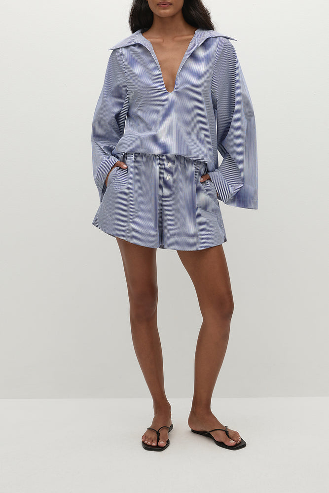 Faithfull The Brand - Lonia Shorts in Helle Stripe Vintage Navy