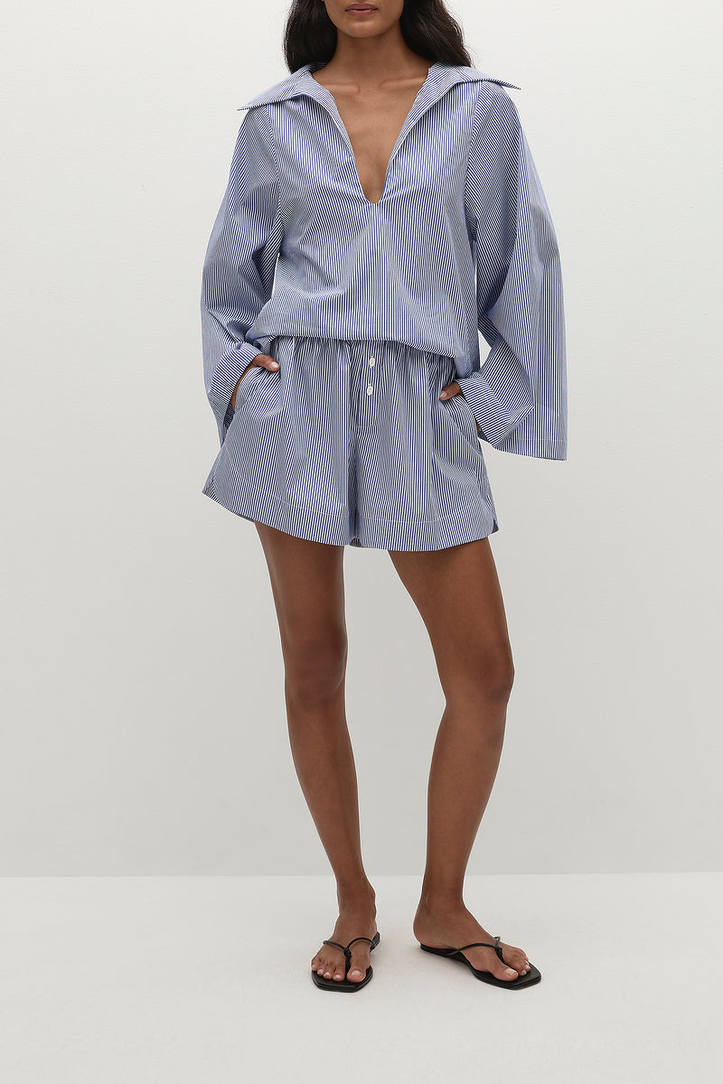 Faithfull The Brand - Lonia Shorts in Helle Stripe Vintage Navy