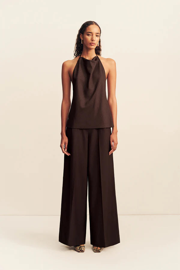 Shona Joy - Asher Open Back Cowl Top in Ristretto