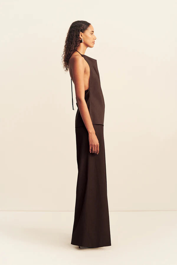 Shona Joy - Asher Open Back Cowl Top in Ristretto