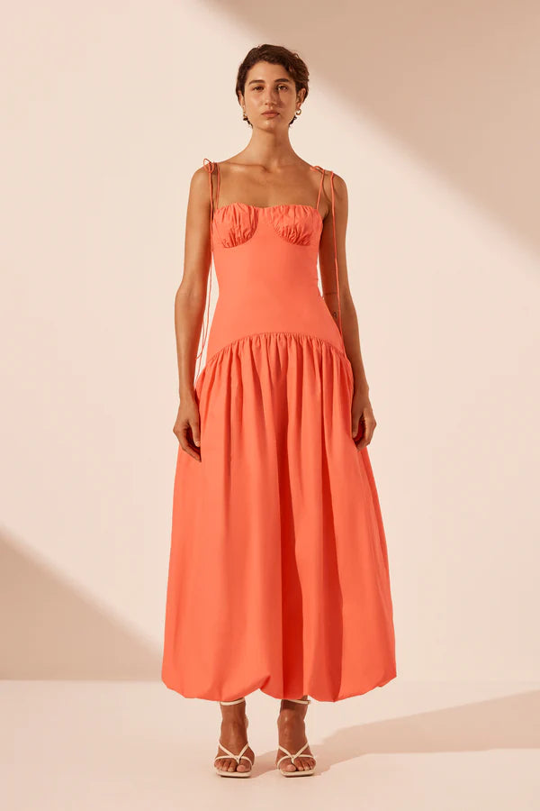 
                      
                        Shona Joy - Maiori Gathered Bubble Midi Dress in Coral
                      
                    