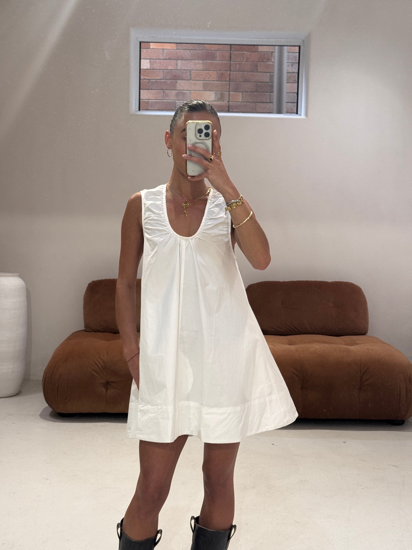 Emte - Poplin Dress in White