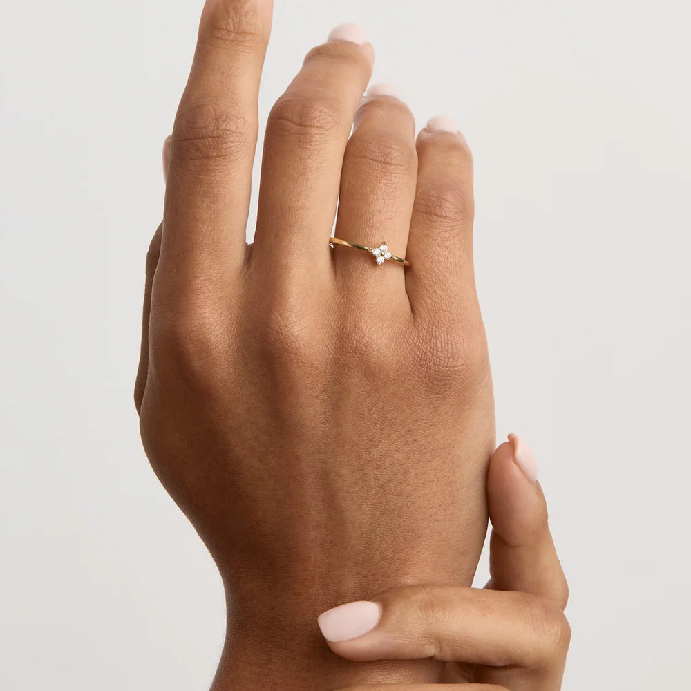 By Charlotte - Crystal Bloom Ring Ring in Gold