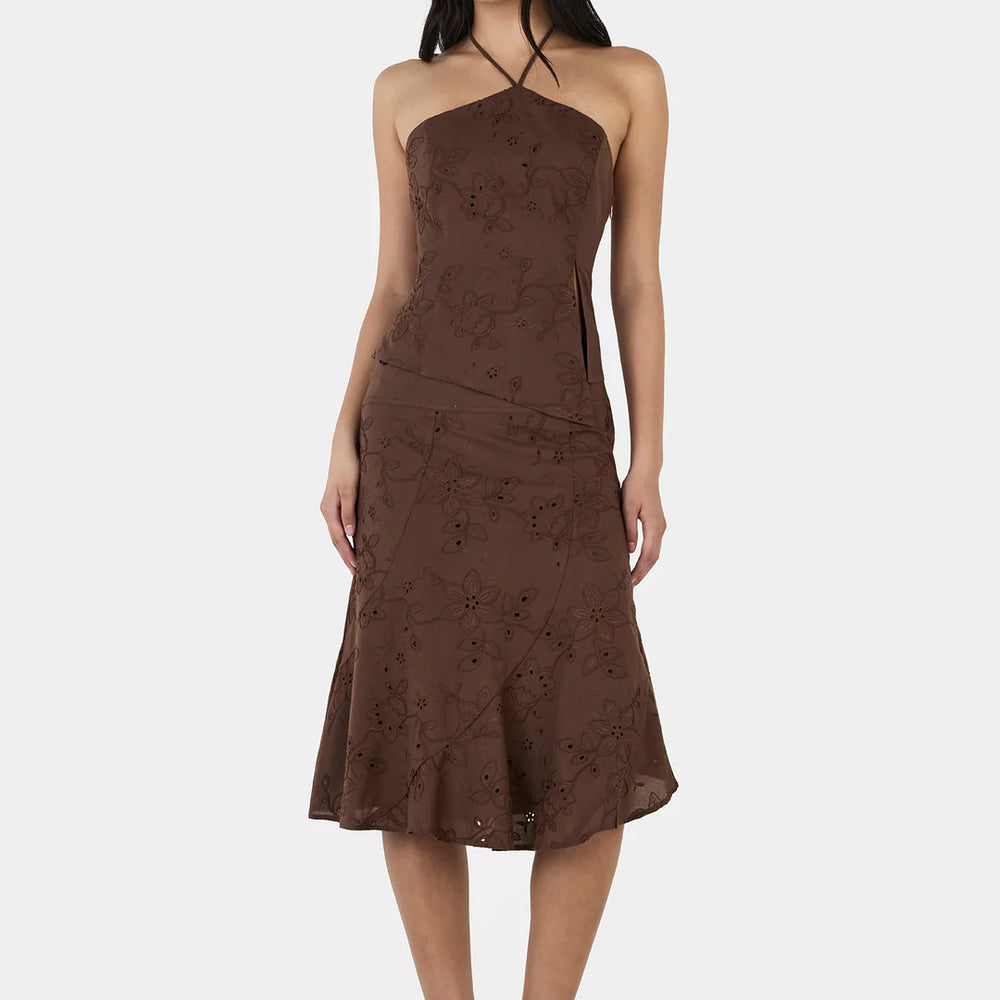 
                      
                        Ownley - Jasmine Midi Skirt in Chocolate Anglaise
                      
                    