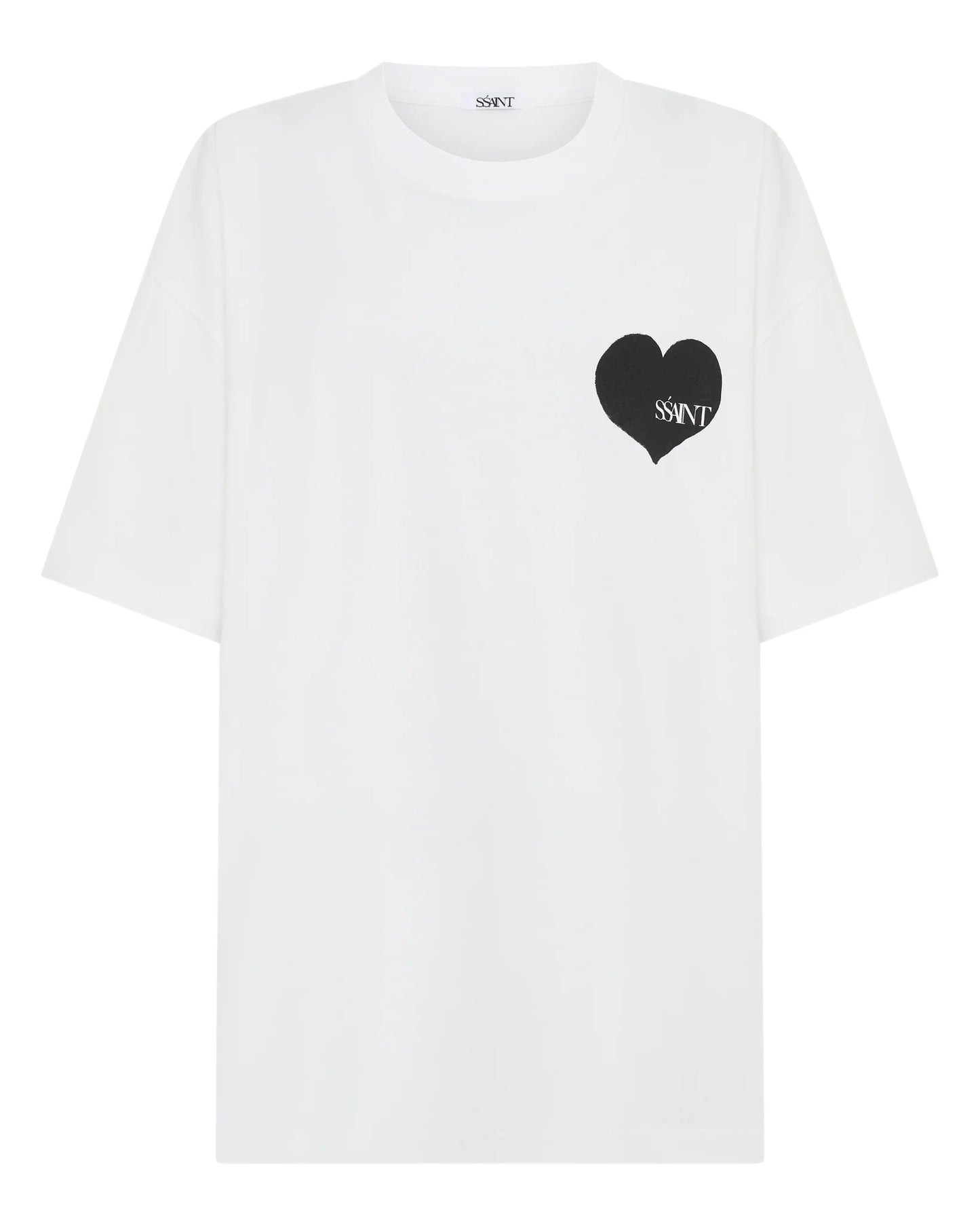 SSAINT - Heart Tee in White/ Black Heart