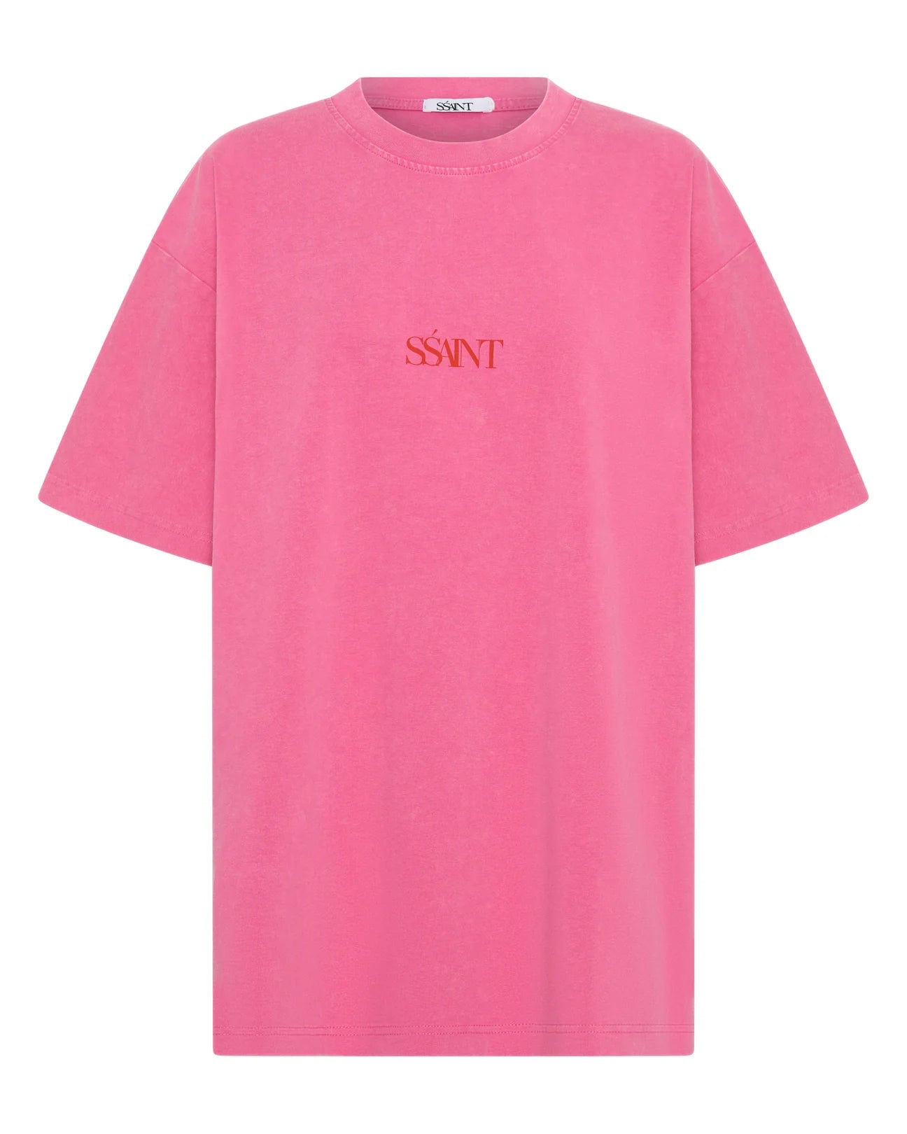 SSAINT - No Vacancy Tee in Dark Pink Acid Wash