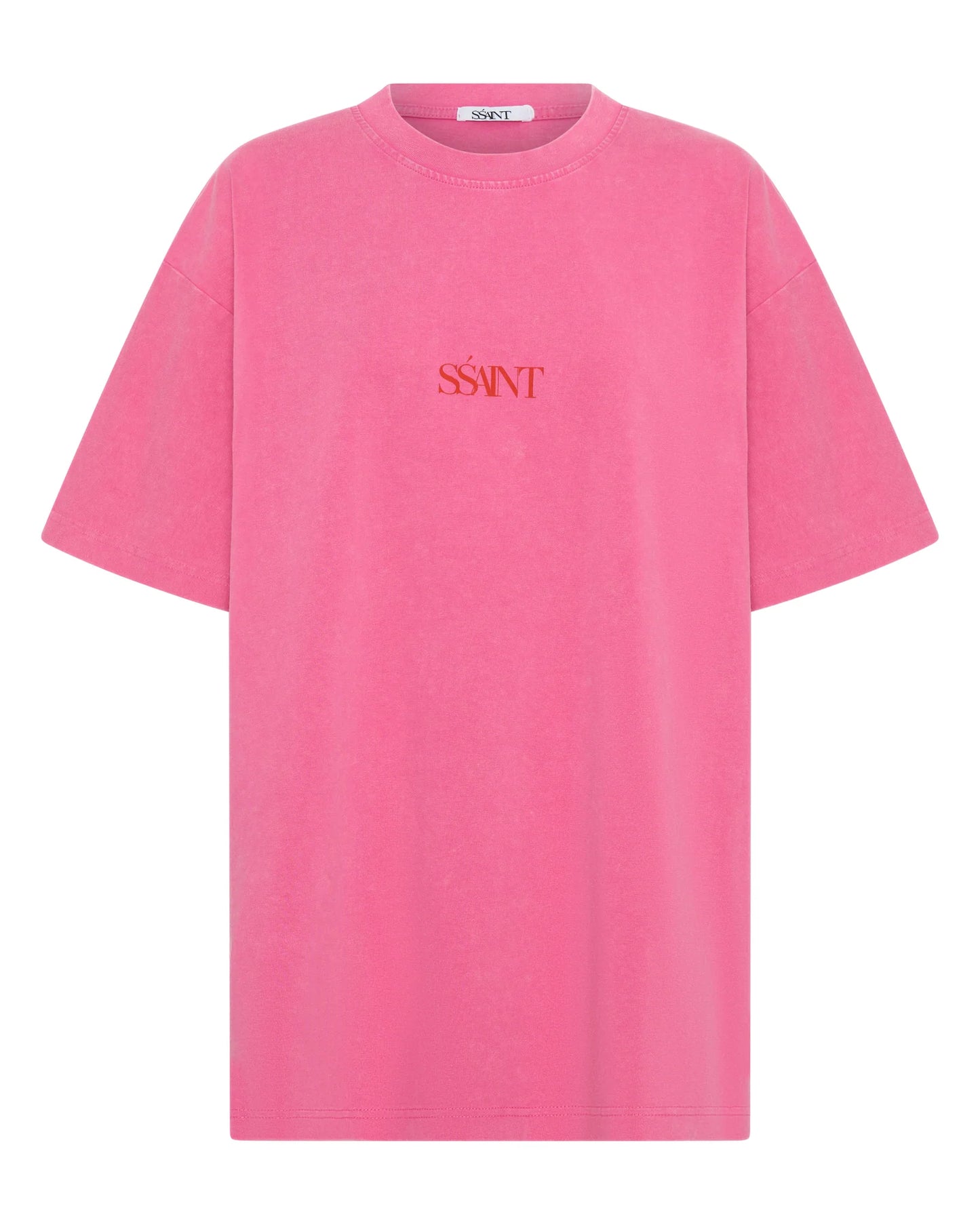 SSAINT - No Vacancy Tee in Dark Pink Acid Wash