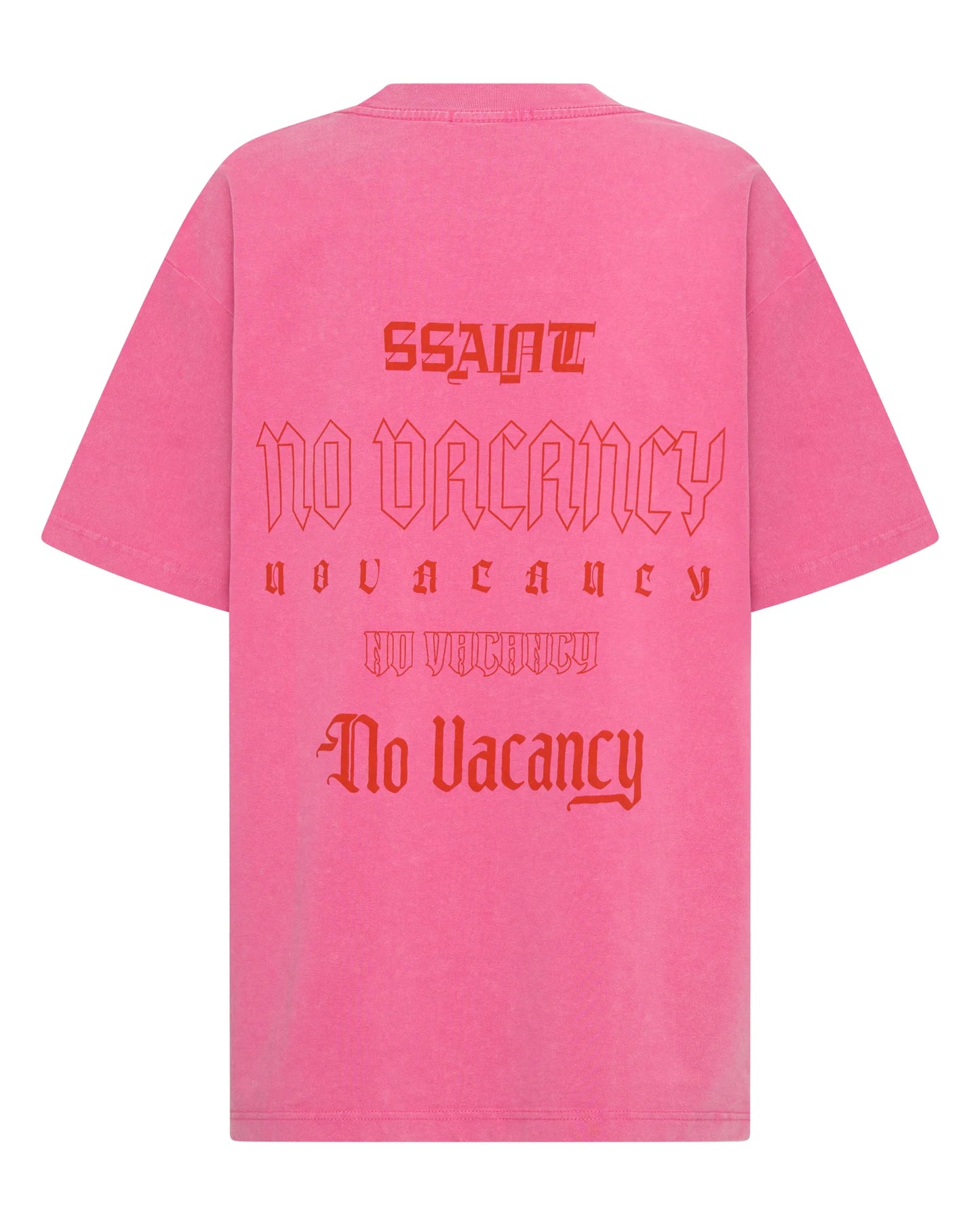SSAINT - No Vacancy Tee in Dark Pink Acid Wash