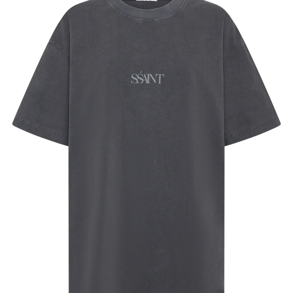 SSAINT - No Vacancy Tee in Charcoal Acid Wash