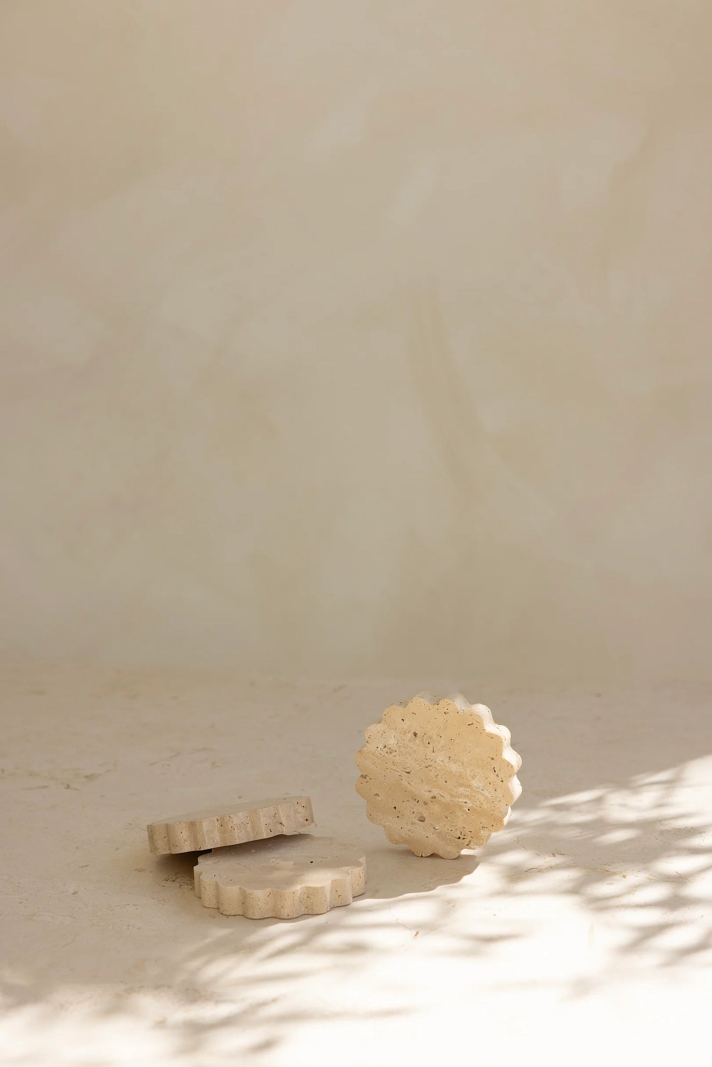 By West - Wave Coaster in Beige Travertine