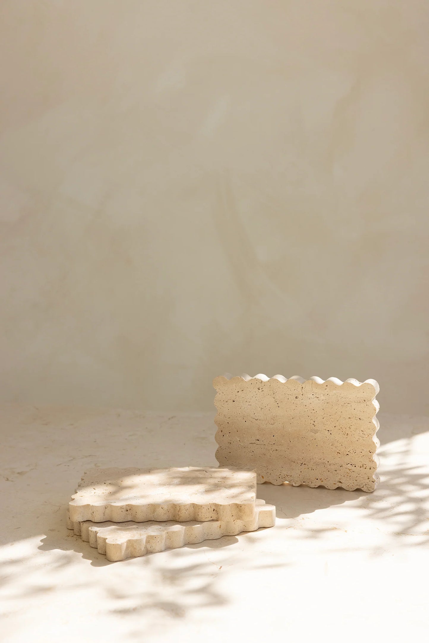 By West - Wave Tray in Beige Travertine