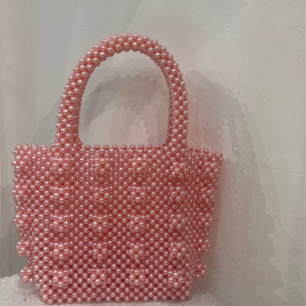 We Are Emte - Alba Beaded Bag in Pearl Pink