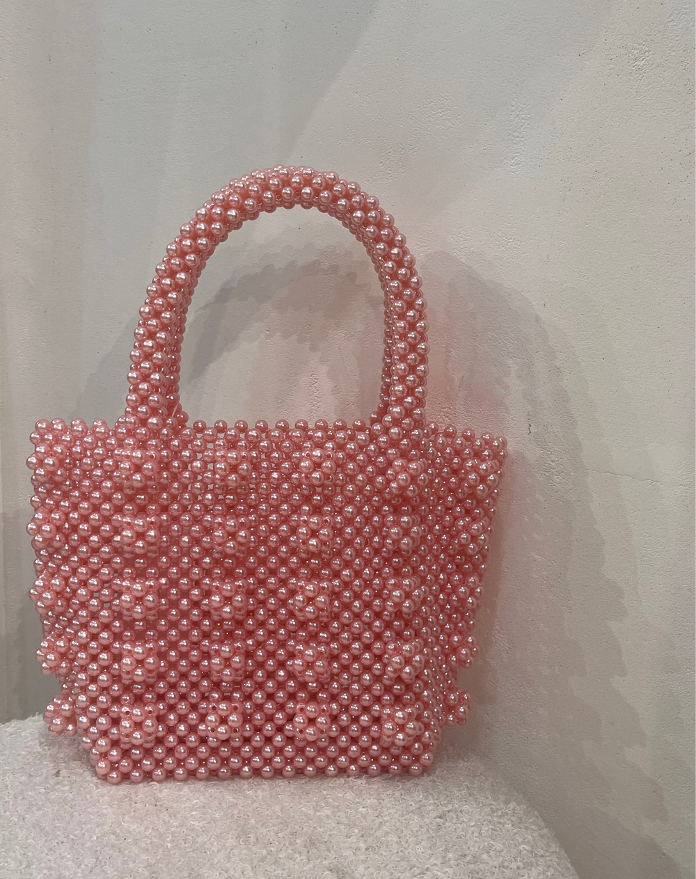 We Are Emte - Alba Beaded Bag in Pearl Pink