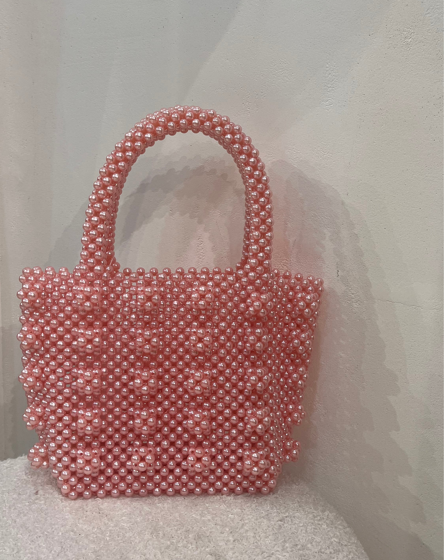 We Are Emte - Alba Beaded Bag in Pearl Pink