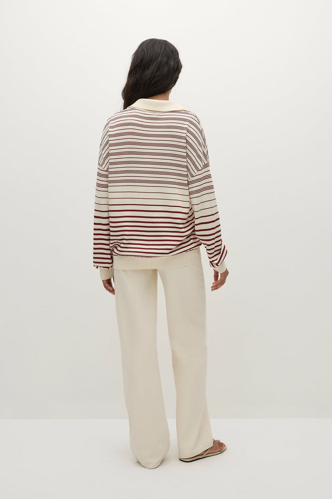 
                      
                        Faithfull The Brand - Harlow Oversized Polo Scandi Stripe Red Cream
                      
                    
