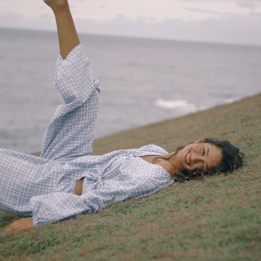 Bare Road - Chloe Tie Pant in Cloud Plaid