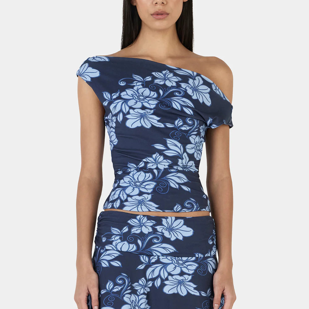 Ownley - Adriana Mini Skirt in Rolling Waves Navy