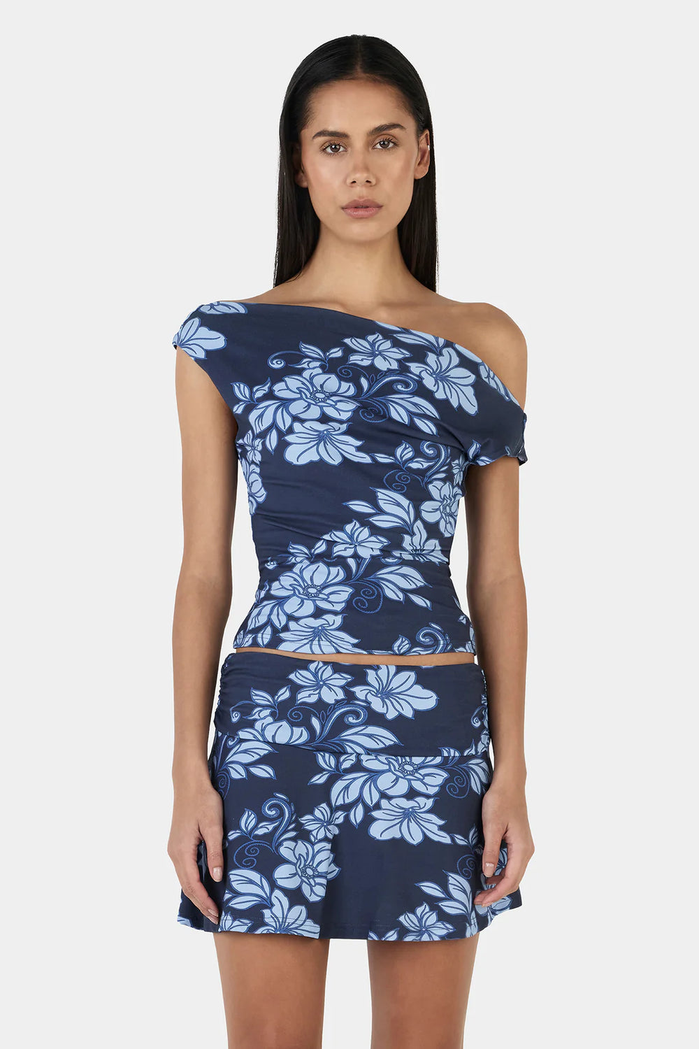 Ownley - Adriana Mini Skirt in Rolling Waves Navy