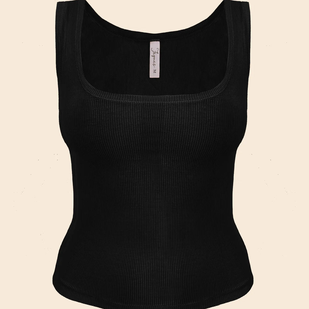 
                      
                        Jaymes - Comfort Tank in Ribbed Long Black
                      
                    