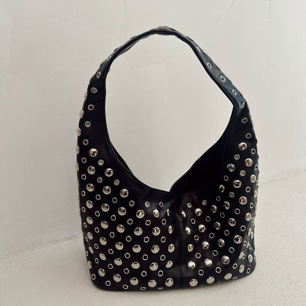 We Are Emte - Roxy Studded Bag in Black Leather