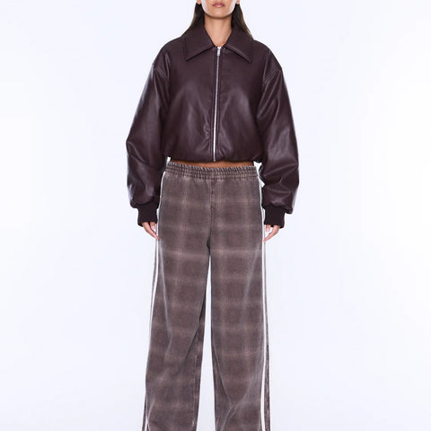 Ena Pelly - Myla Wide Leg Pant in Burgundy Check