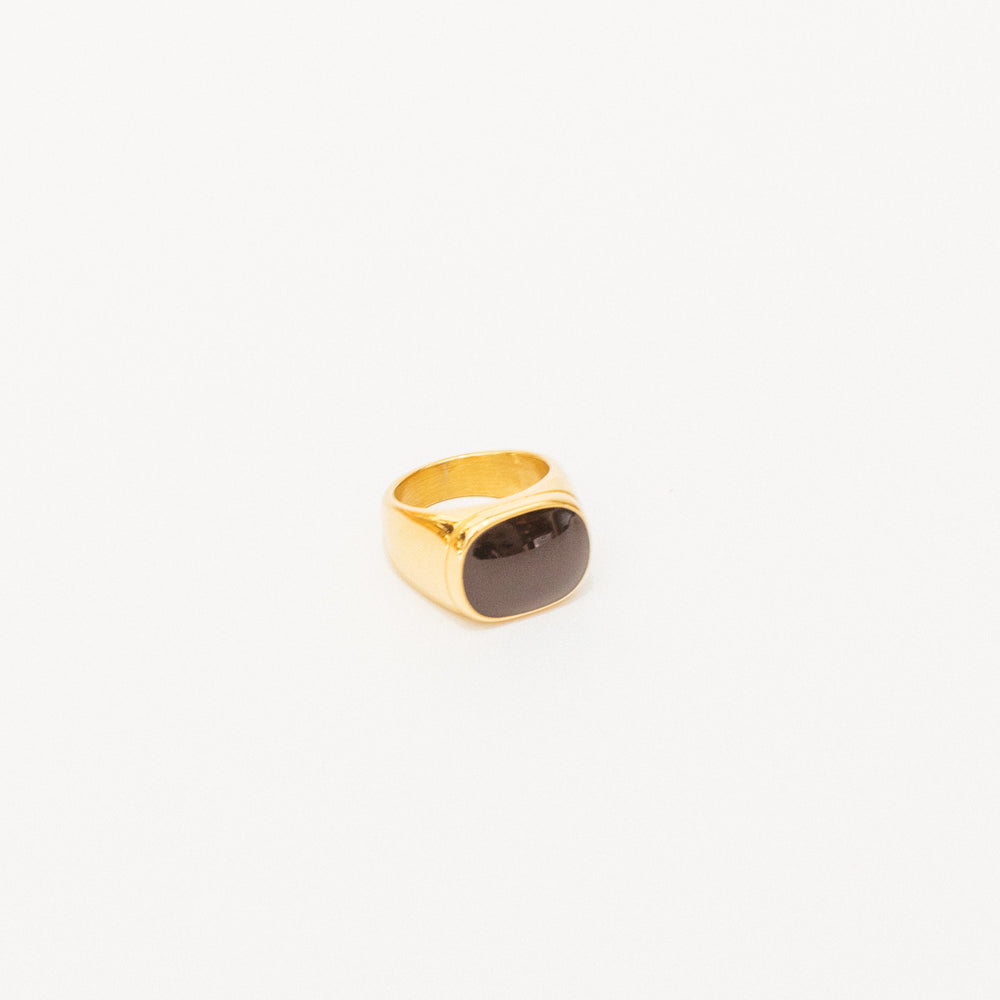 We Are Emte- Onyx Signet Ring in Gold Plated