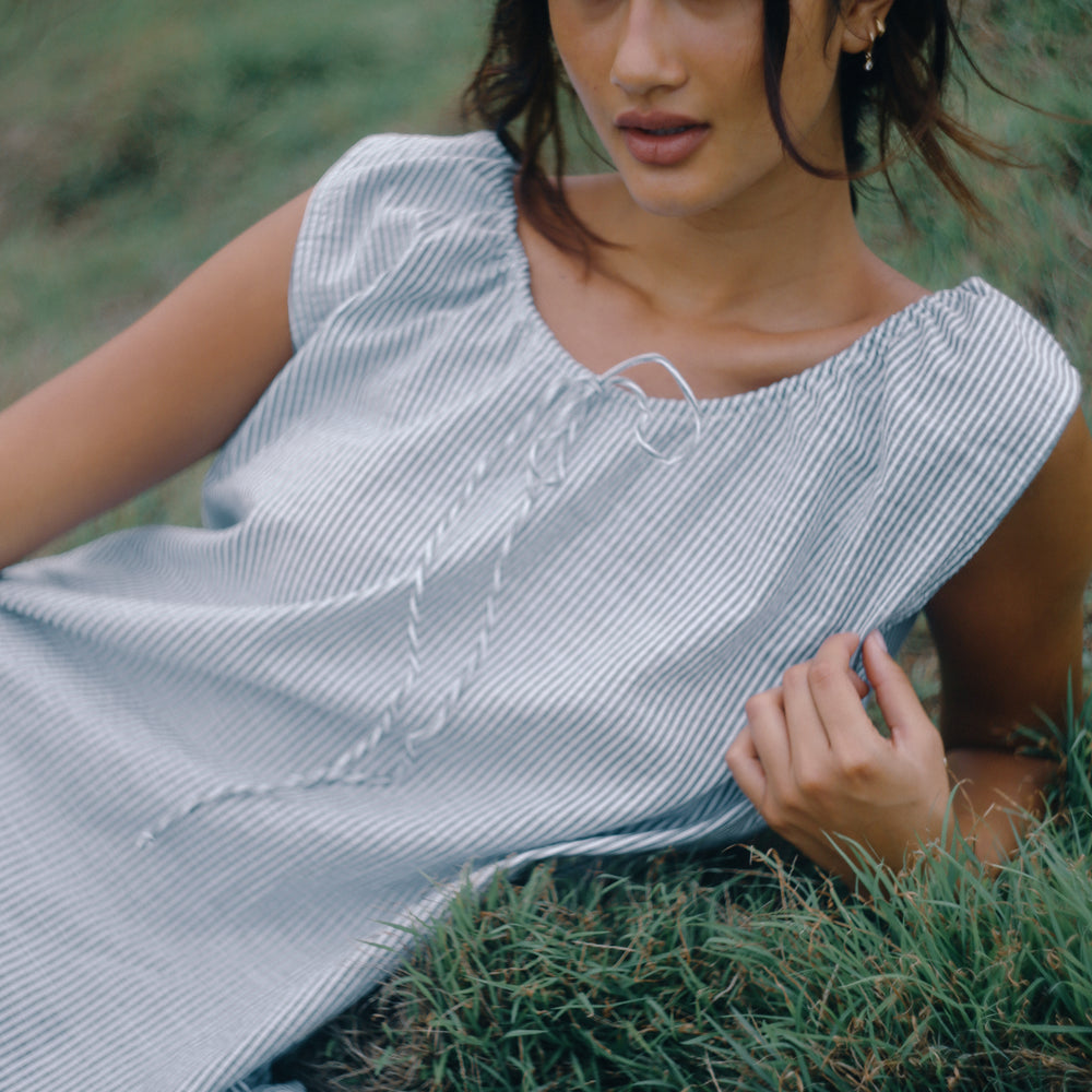 Bare Road - Luna Shift Dress in Spirulina Stripe