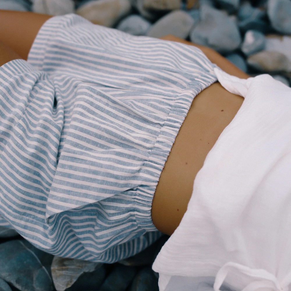 
                      
                        Bare Road - Ava Short in Washed Blue Stripe
                      
                    