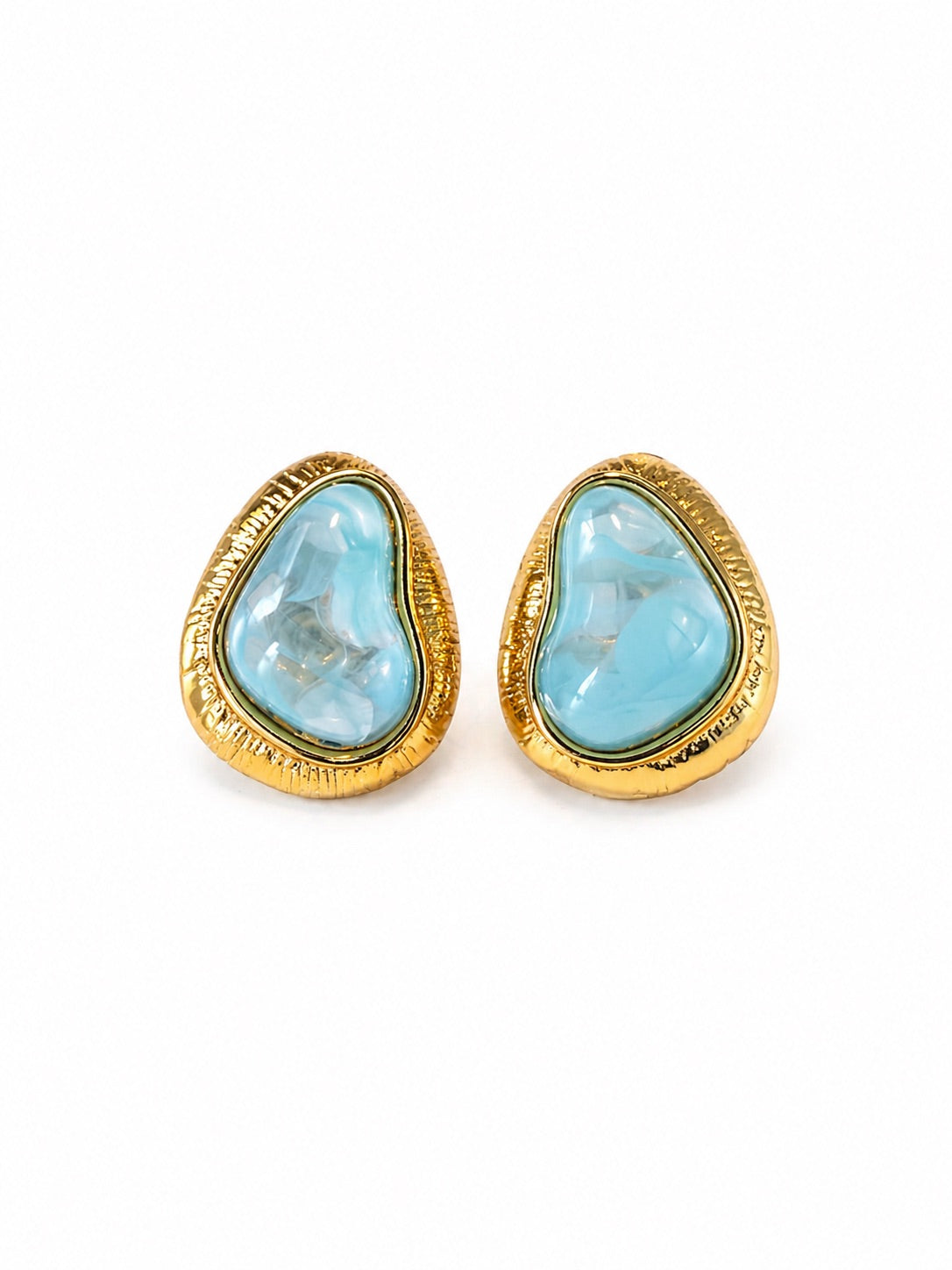 We Are Emte- Siren  Earrings in 18k Gold Plated + Baby Blue