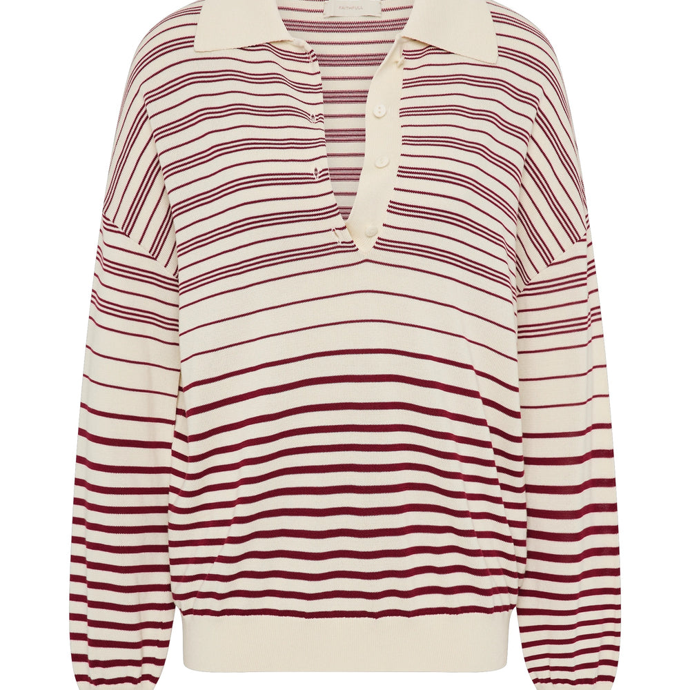
                      
                        Faithfull The Brand - Harlow Oversized Polo Scandi Stripe Red Cream
                      
                    
