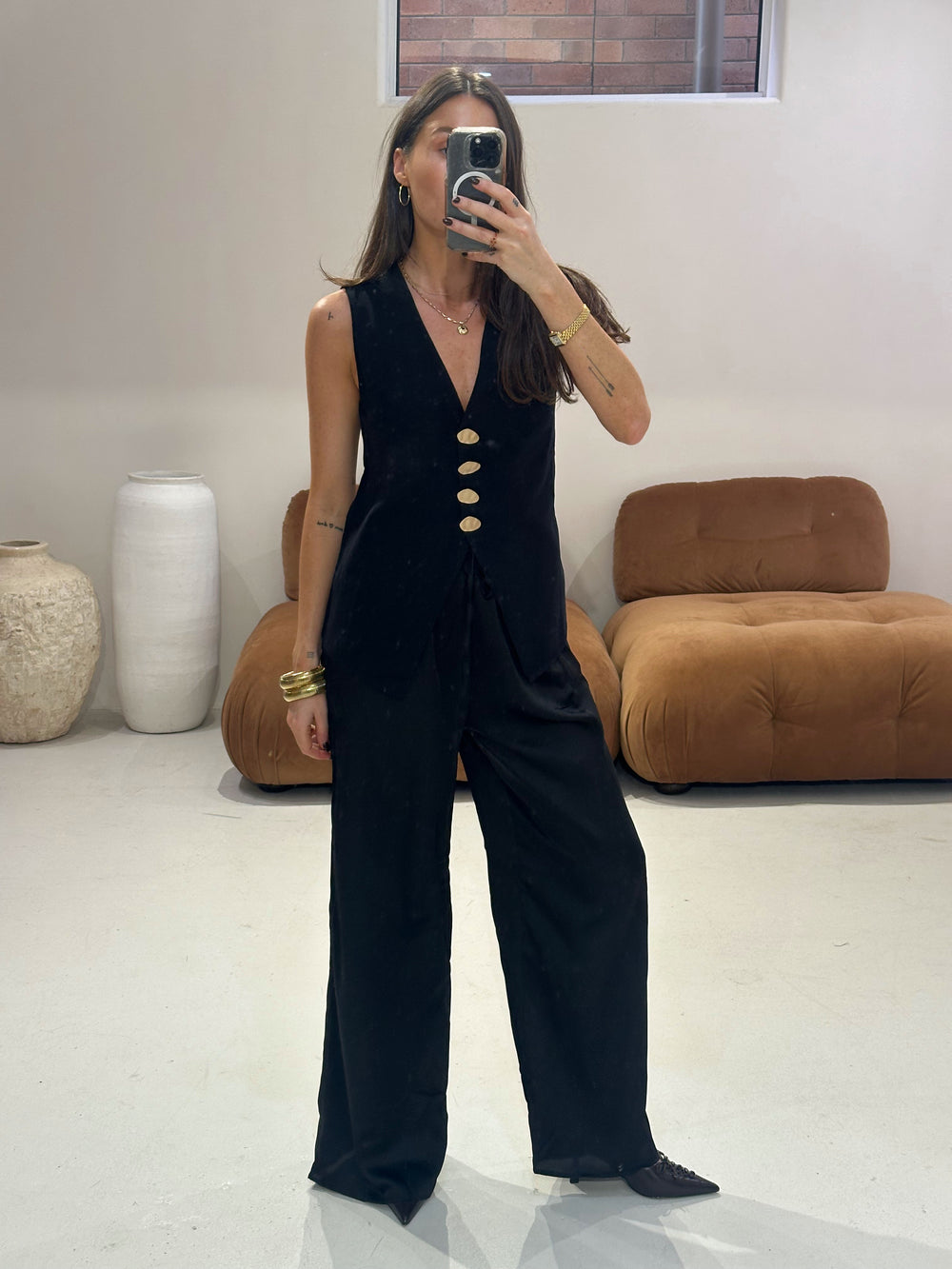 By Frankie -  Vest and Satin Set in Black