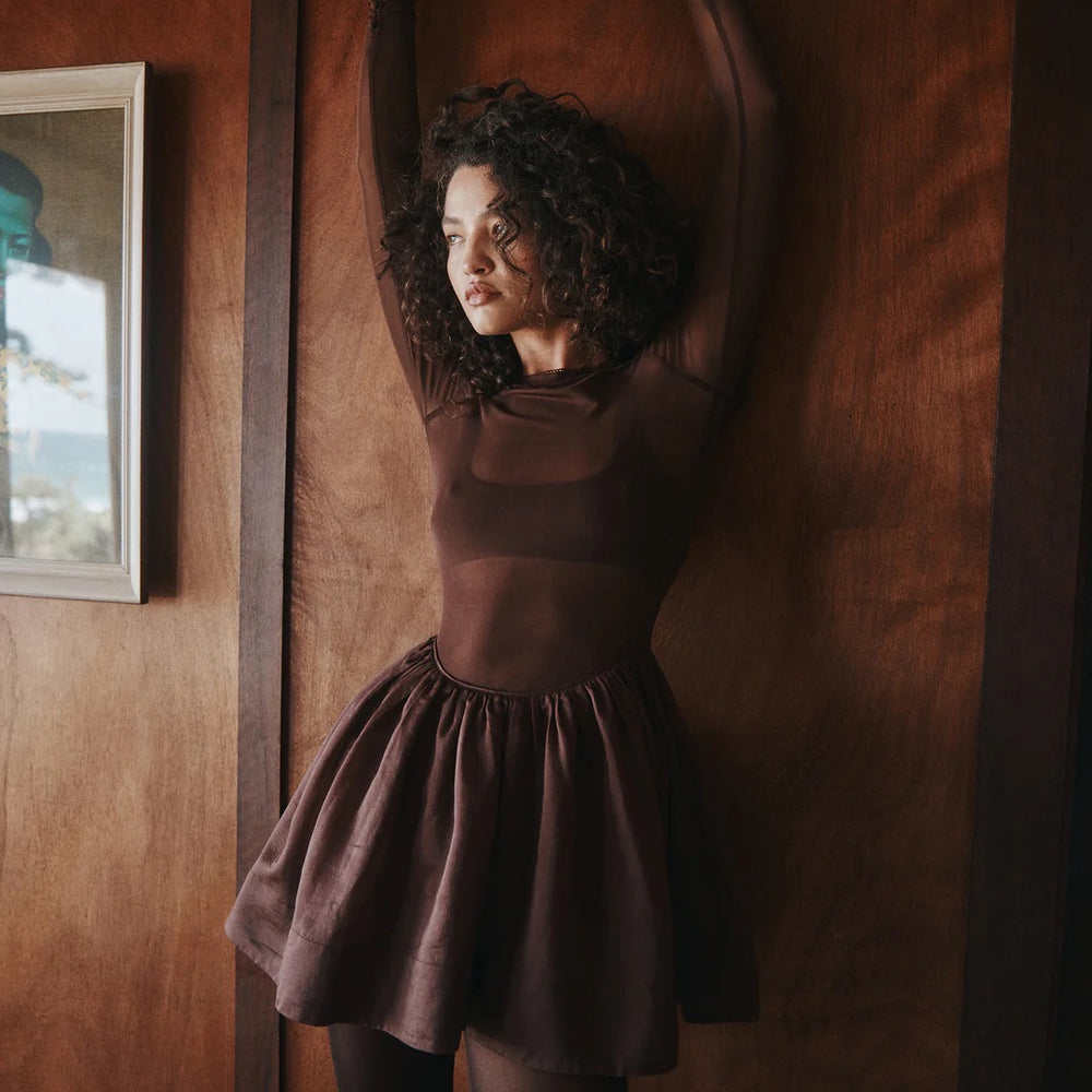 
                      
                        Hansen and Gretel - Kita Mini Dress in Chocolate
                      
                    